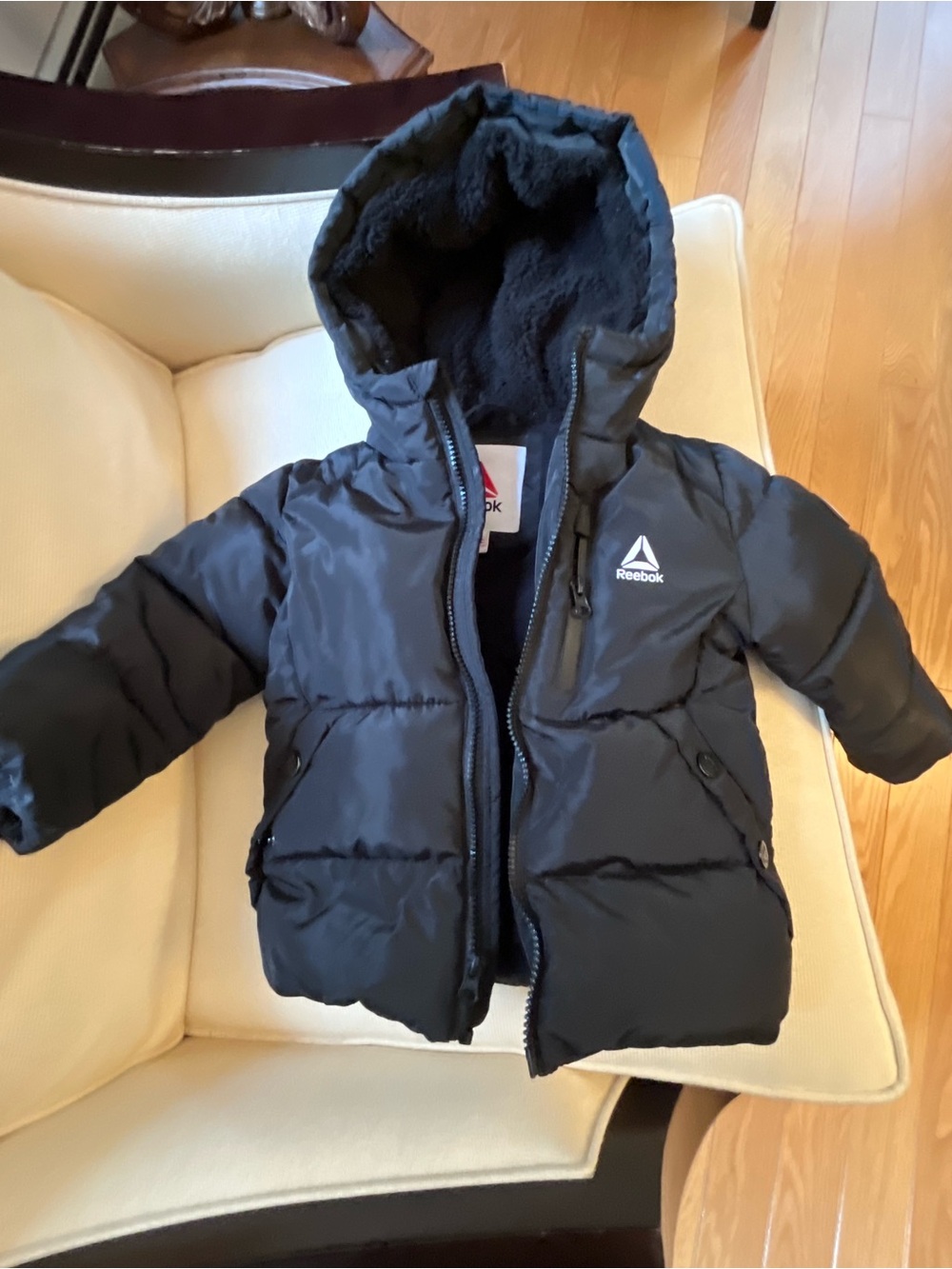 Reebok Kids Black Hooded Puffer Coat 3T